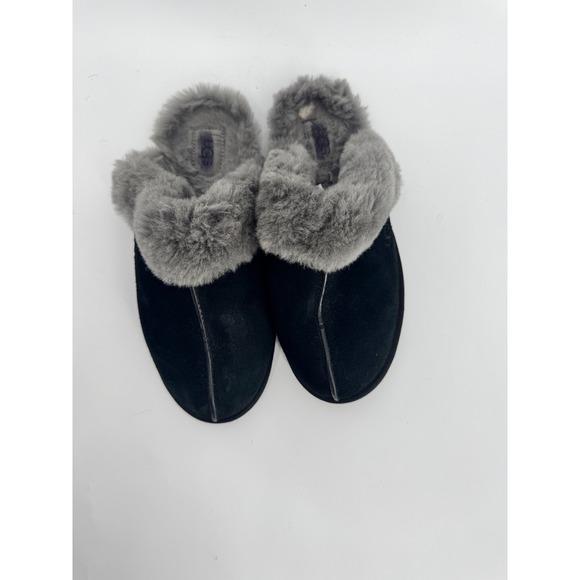 Ugg Scuffette II Slipper Black Suede Genuine Shearling Lined Women's 8 - Picture 11 of 12